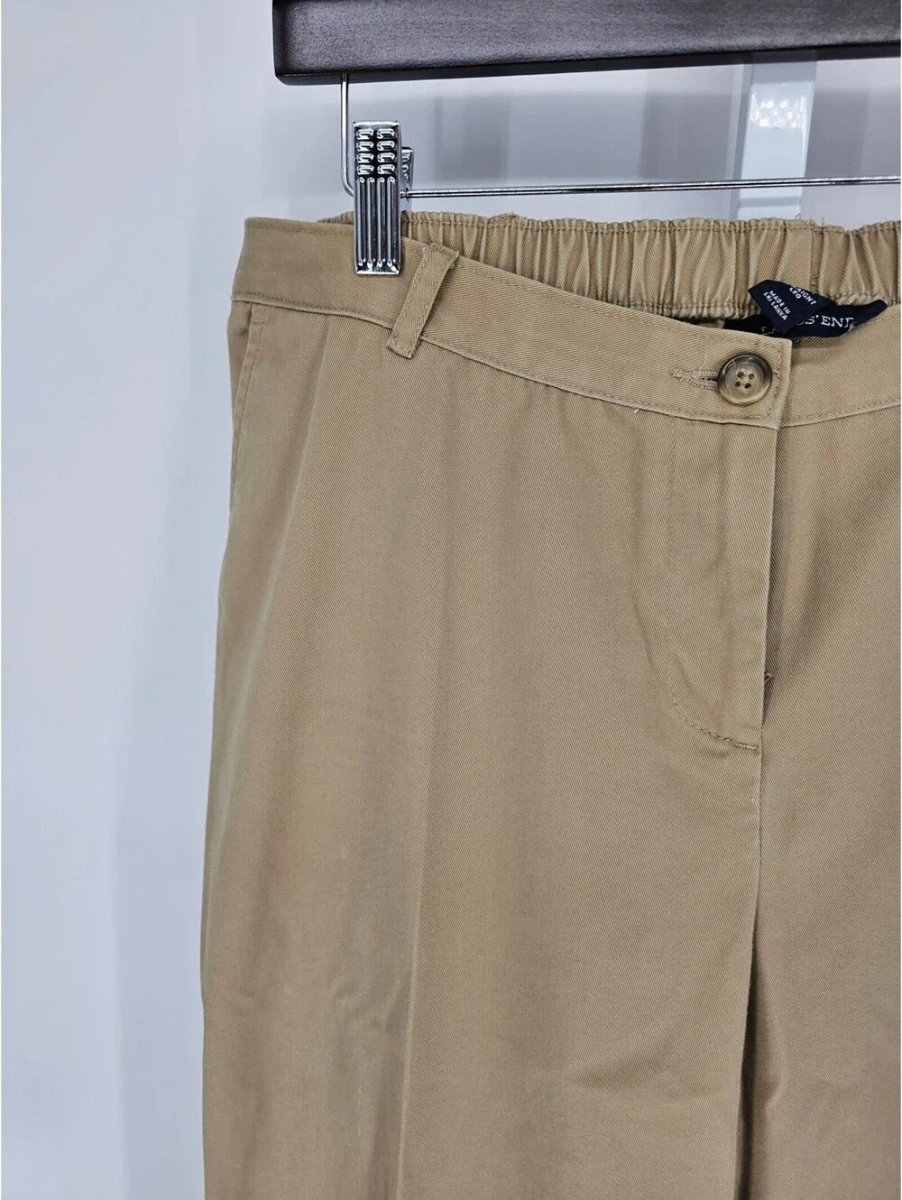 Lands End Womens Sz 16P Dress Pants Beige Khaki Straight Leg Fit 3